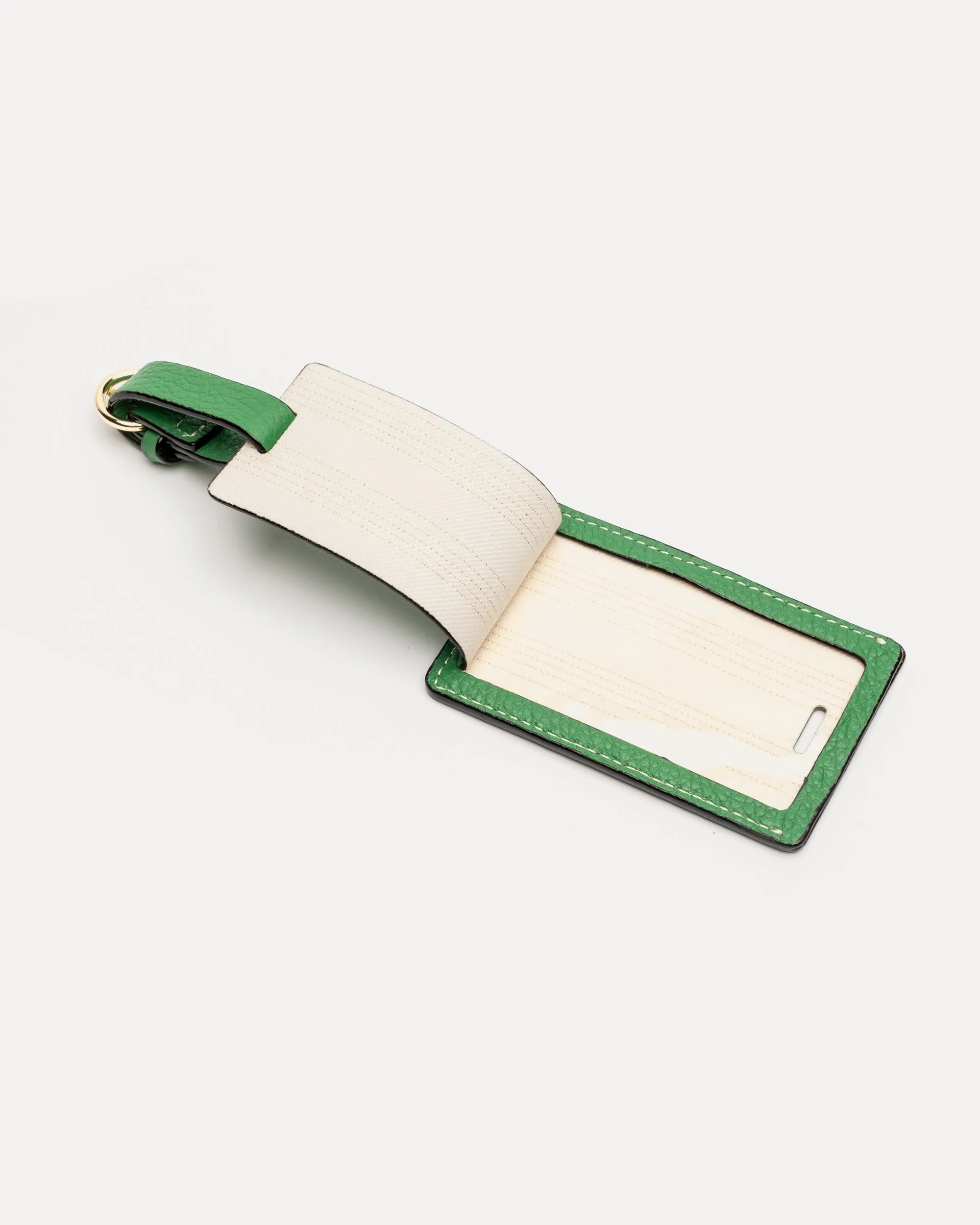 Luggage Tag Tumbled Leather Green