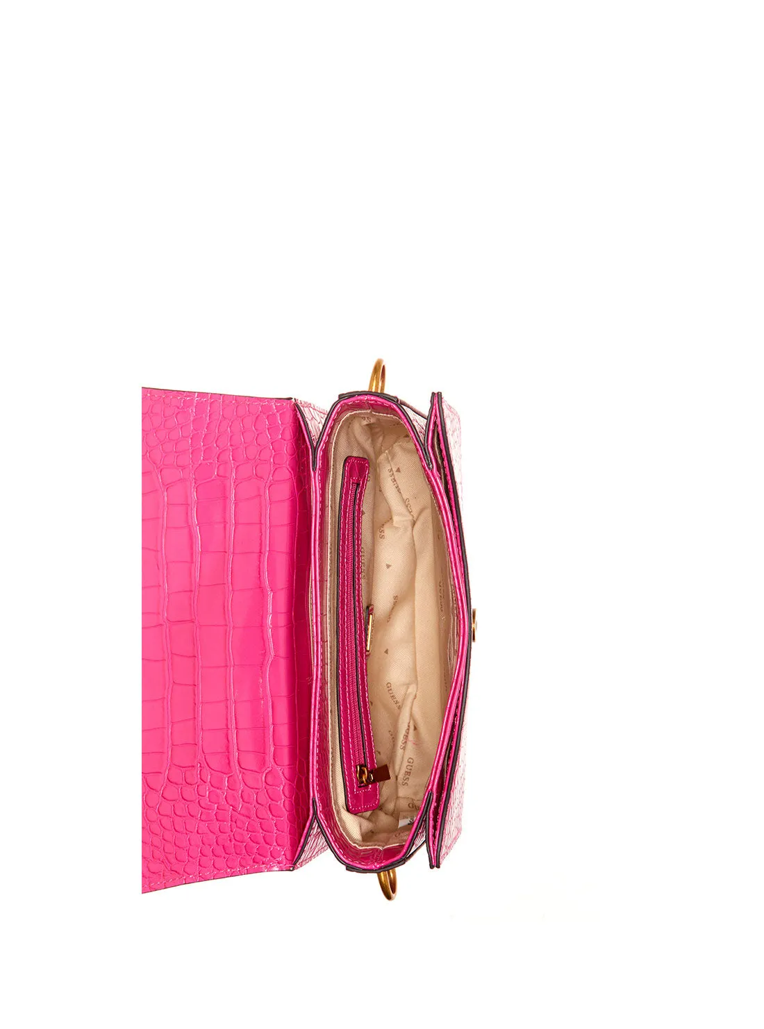 Magenta Retour Croco Crossbody Bag