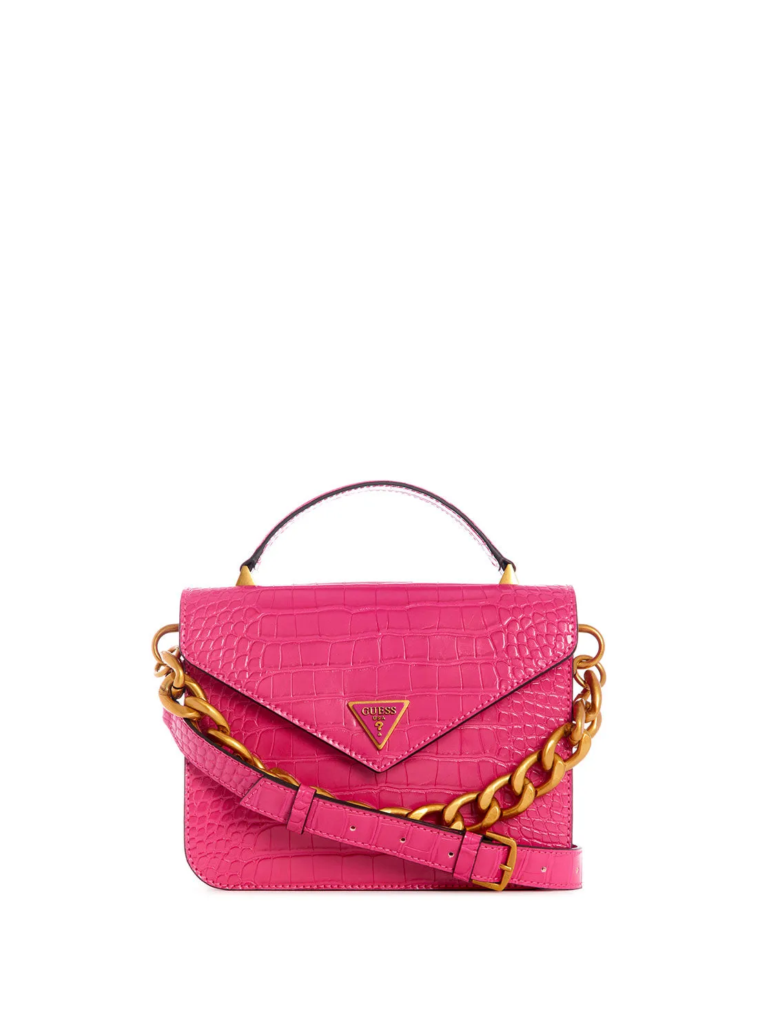 Magenta Retour Croco Crossbody Bag