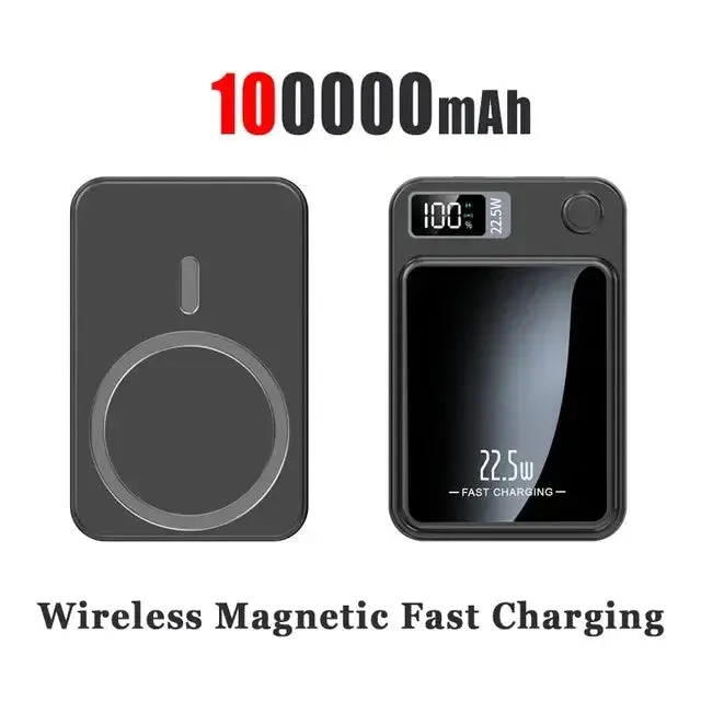 magnetic wireless charger  100000mAh Power Bank Wireless Charger Magnetic Digital Display Fast Charging Thin And Portable External Battery Free Shiping