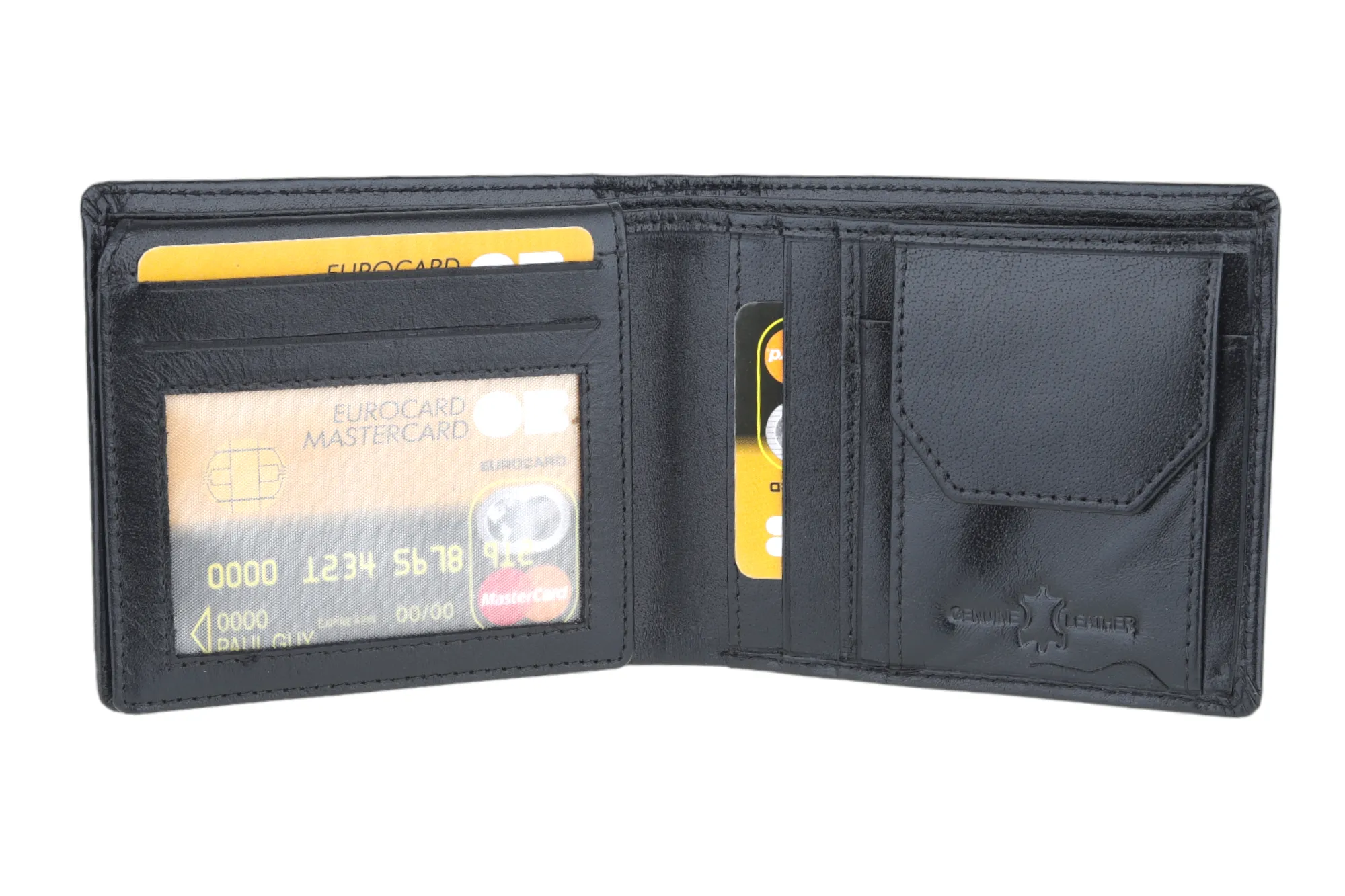 MENS LEATHER WALLET WITH KEY RING COMBO 94924 (Black)