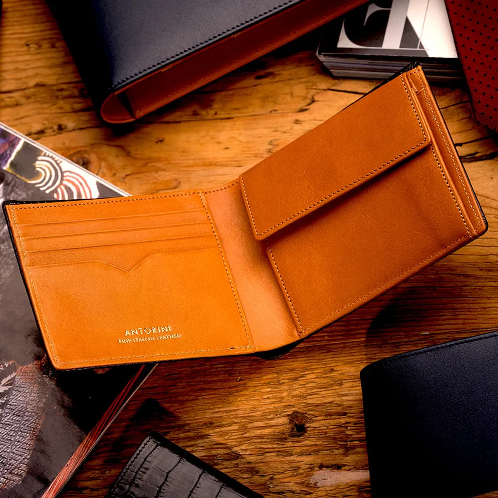 Men's Wallet ANTORINI in Dark Brown and Cognac, 4cc