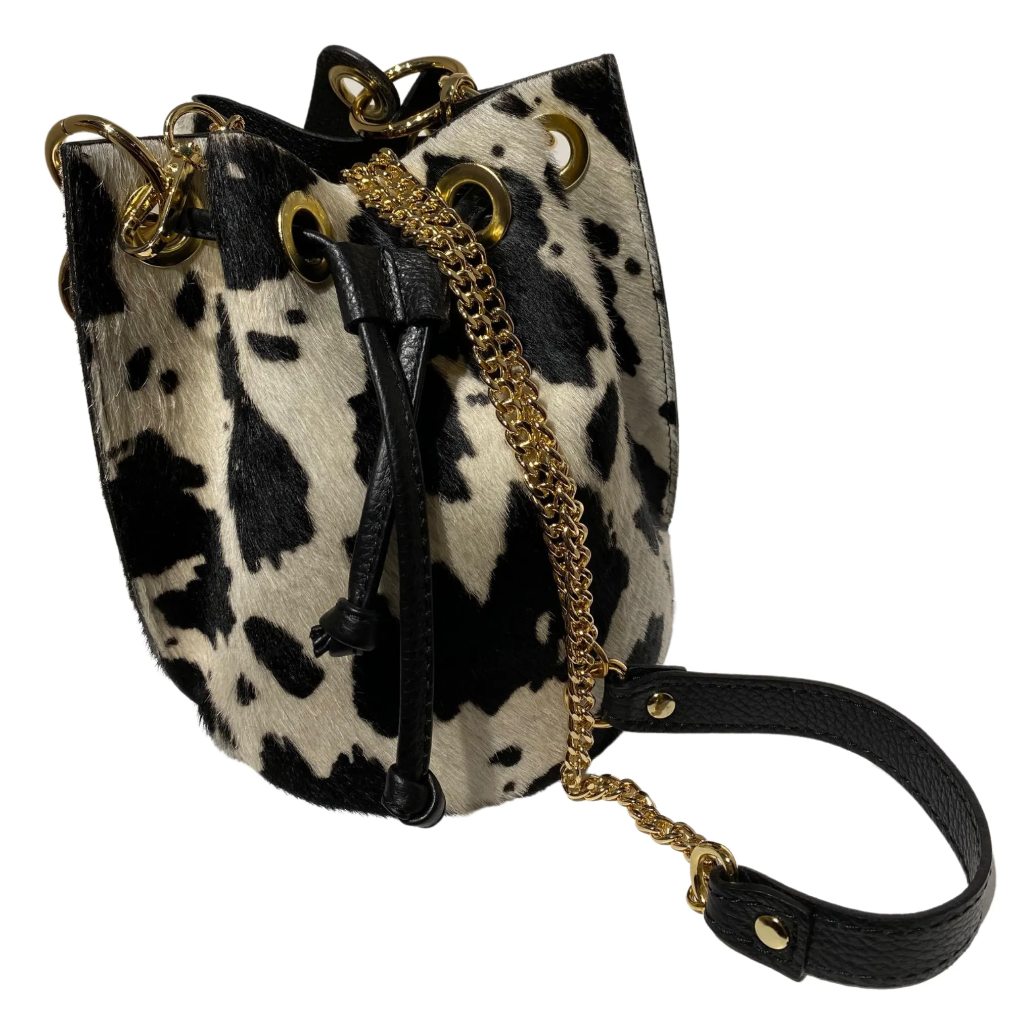 Mila Genuine Leather Pony Hair Bucket Bag | Cowhide