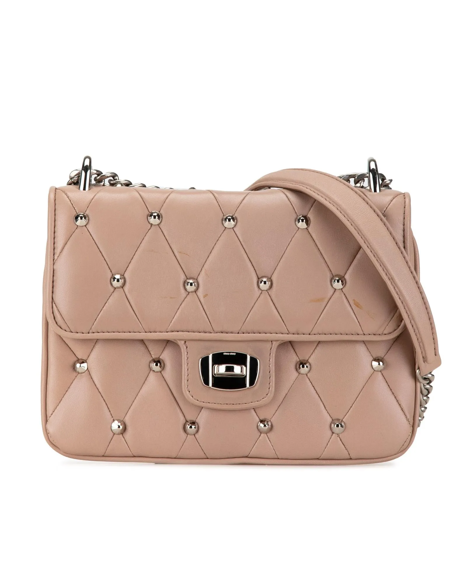 Miu Miu Matelasse Leather Mini Bag - Pale Pink