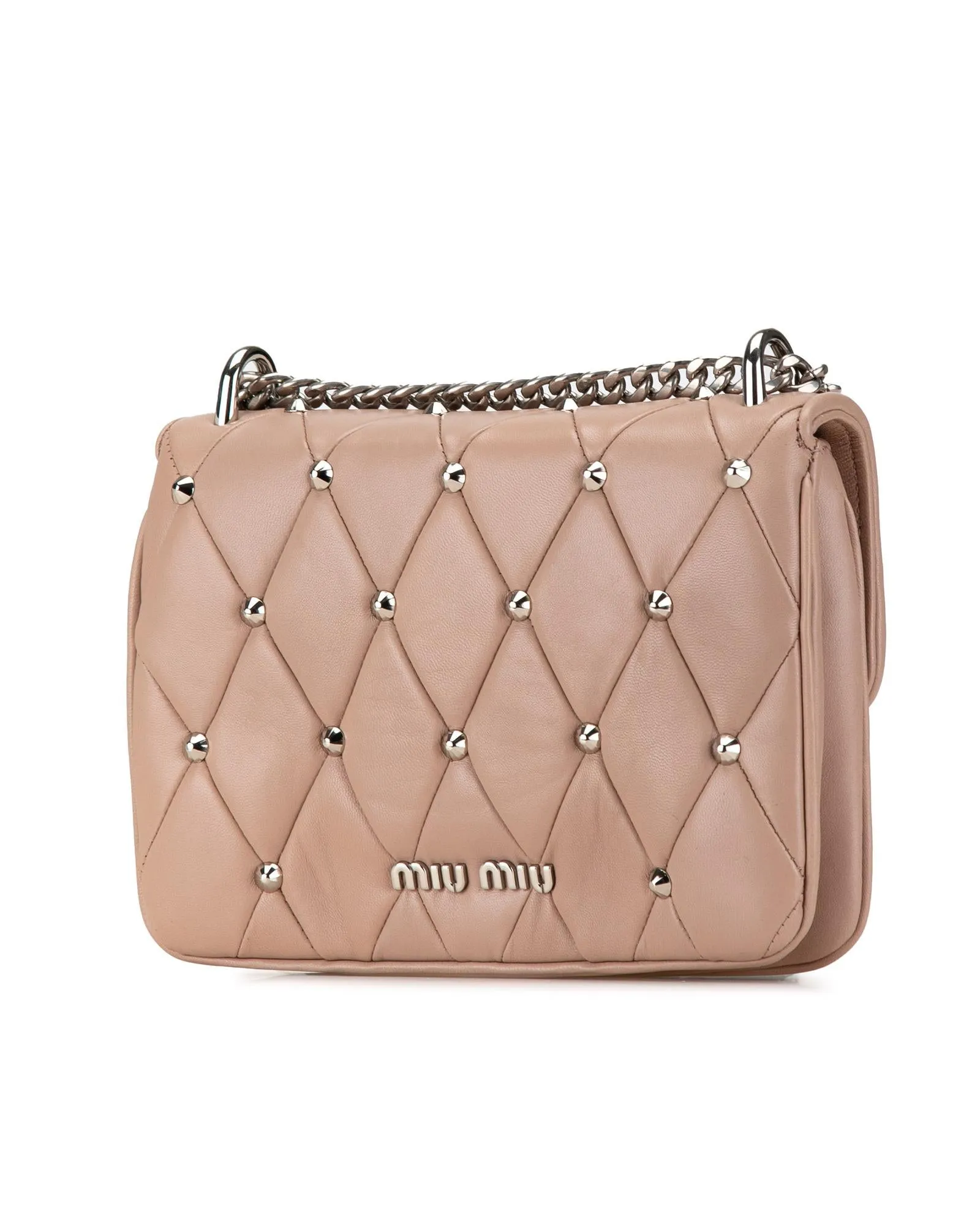 Miu Miu Matelasse Leather Mini Bag - Pale Pink