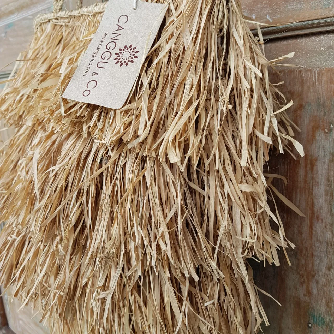 Natural Long Fringe Straw Grass Bag