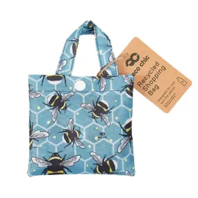 New Eco Chic 100% Recycled Foldable Bee Print Reusable Shopper Bag [EC-A42BU]