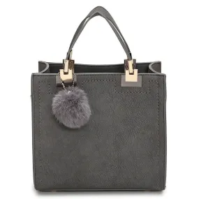 NEW HOT SALE handbag women casual tote bag female large shoulder messenger bags high quality PU leather handbag with fur ball