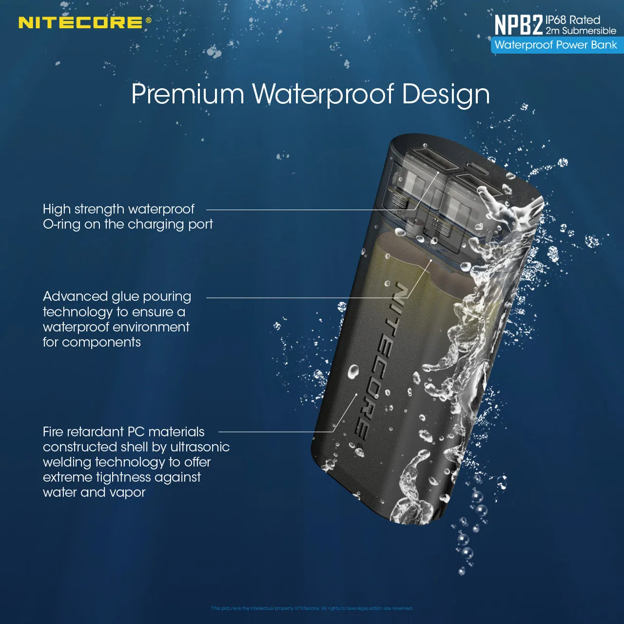 NITECORE WATERPROOF POWERBANK 10,000MAH (NPB2)