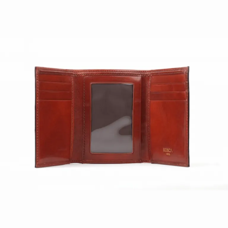 Old Leather Double ID Trifold Wallet