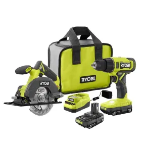 Open Box -  RYOBI ONE  18V Cordless 2-Tool Combo Kit with Drill/Driver, Circular Saw, (2) 1.5 Ah Batteries, and Charger