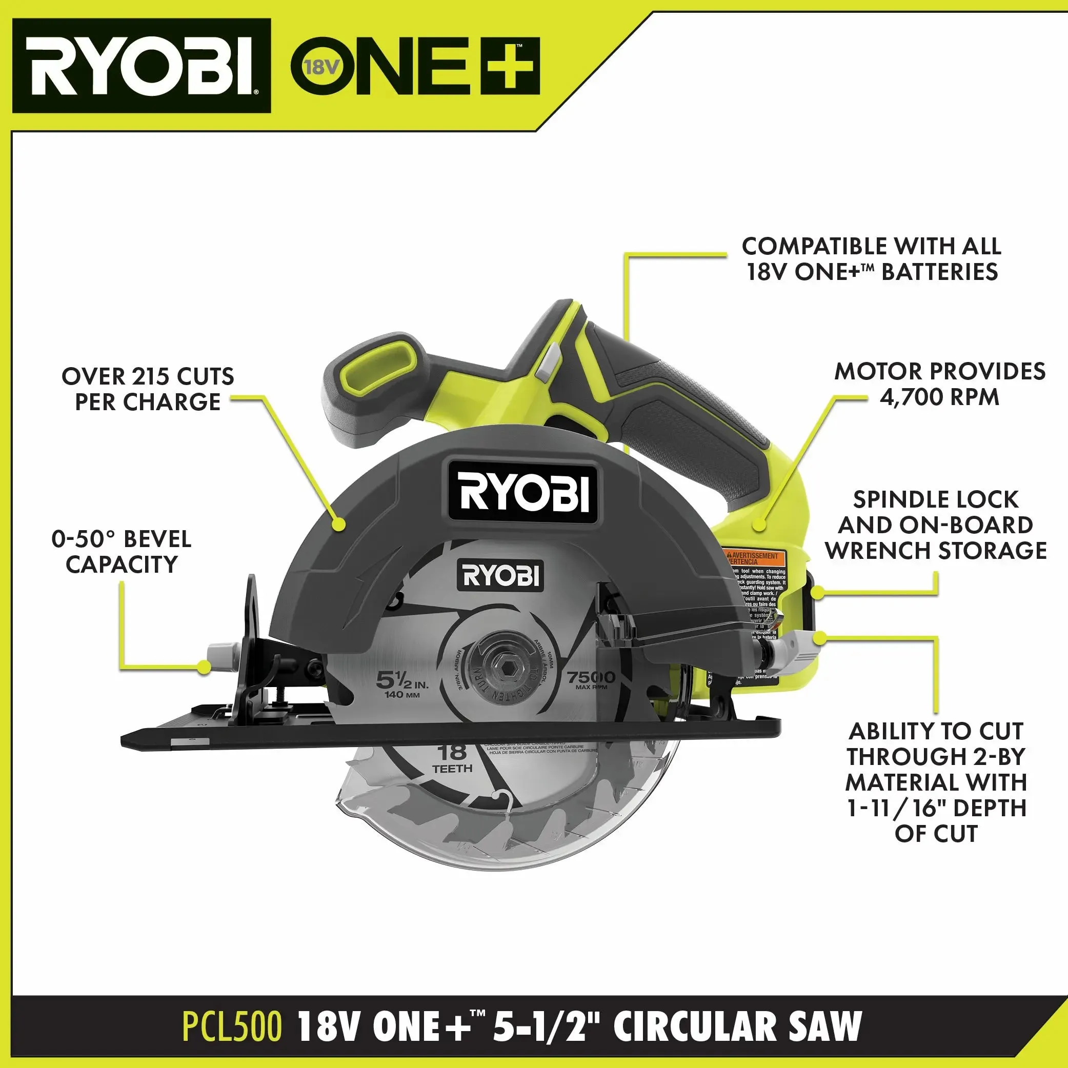 Open Box -  RYOBI ONE  18V Cordless 2-Tool Combo Kit with Drill/Driver, Circular Saw, (2) 1.5 Ah Batteries, and Charger