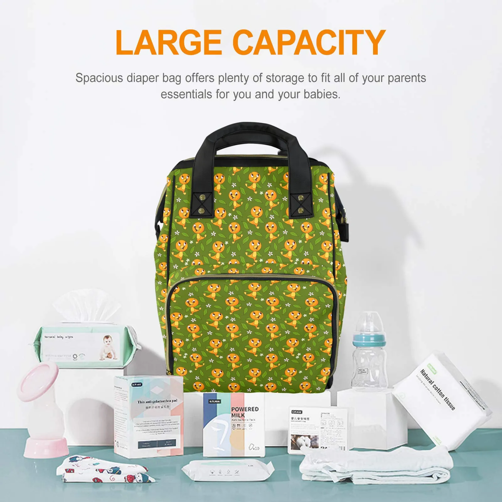 Orange Bird Multi-Function Diaper Bag