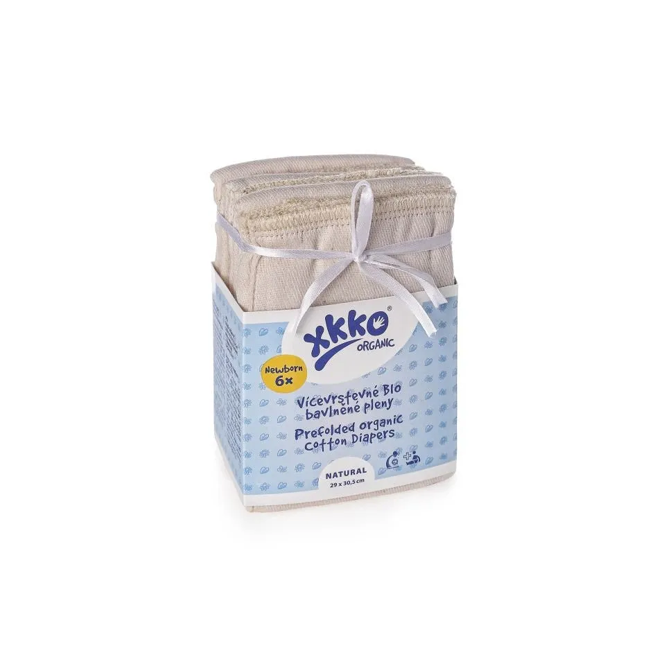 Organic Cotton Twill Prefold Diapers - Natural (6 Pack)
