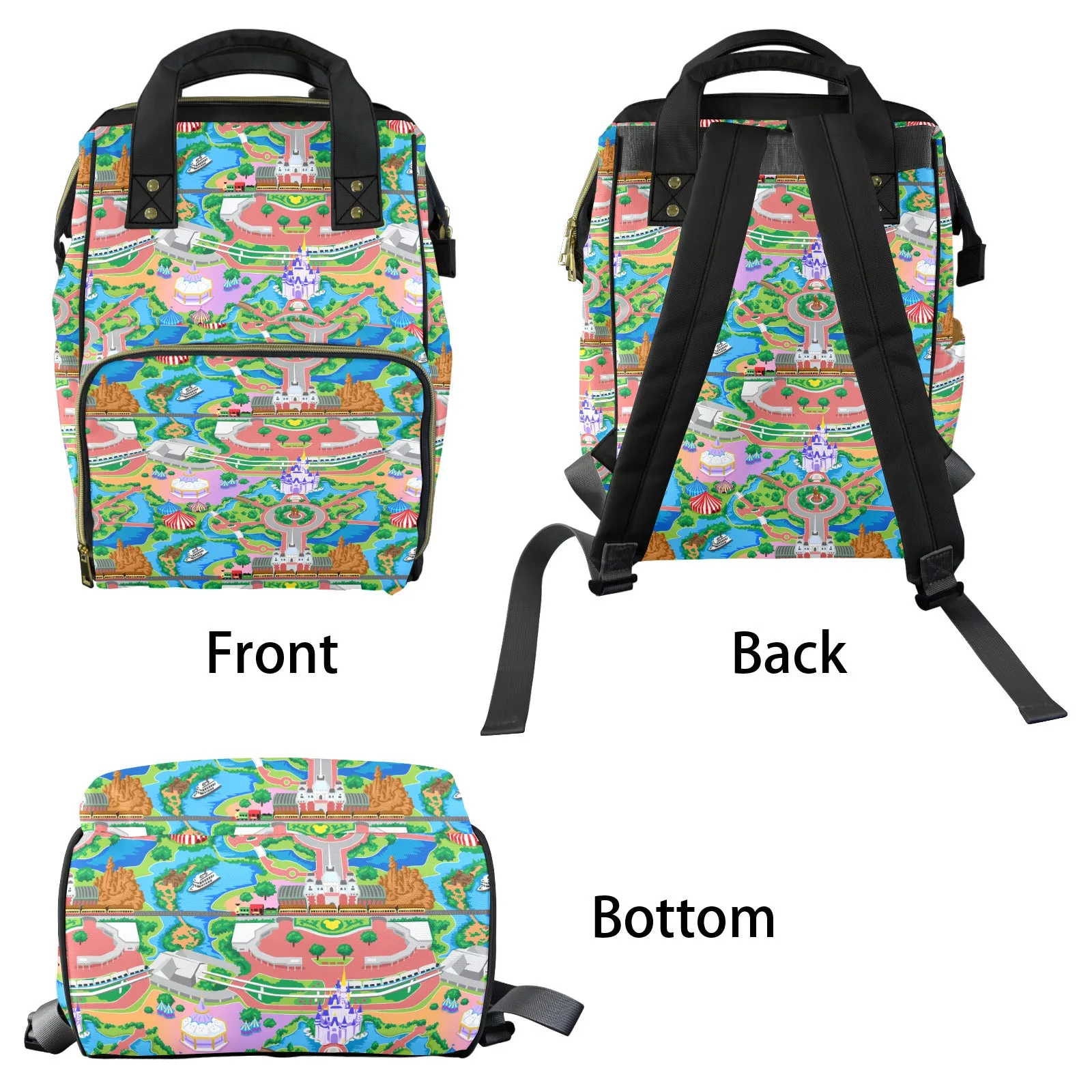 Park Map Multi-Function Diaper Bag