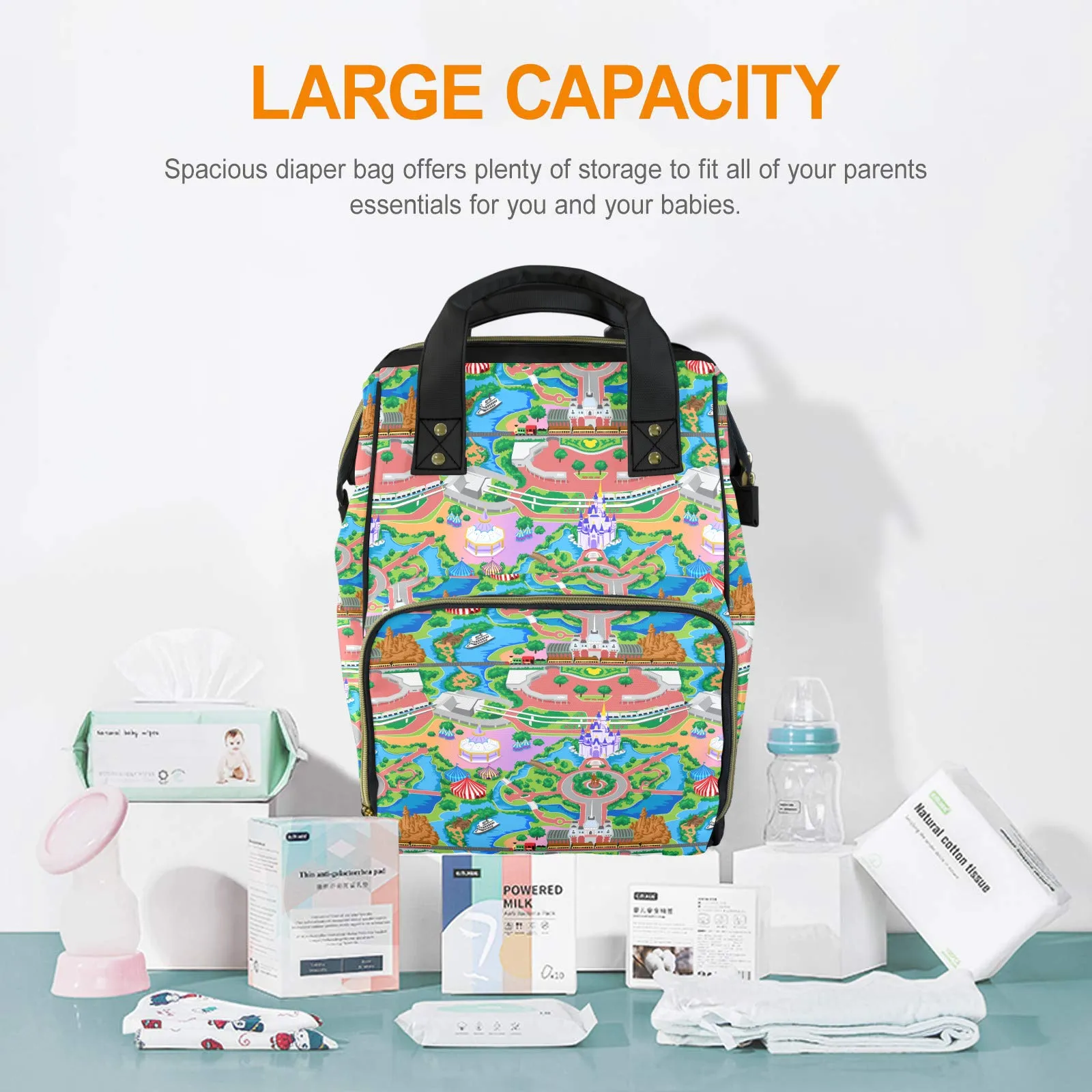 Park Map Multi-Function Diaper Bag