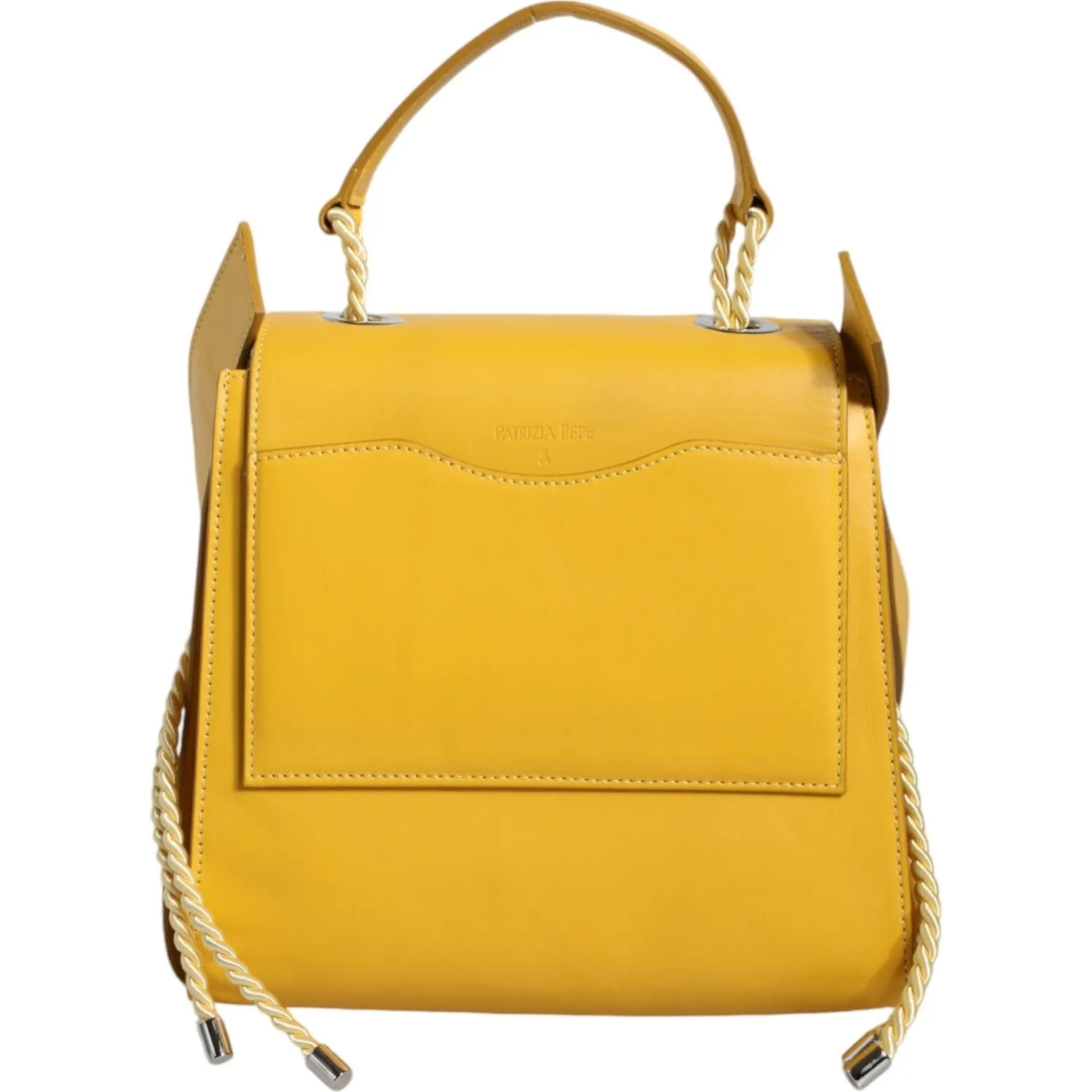 Patrizia Pepe Yellow Leather Shoulder Strap Top Handle Bag