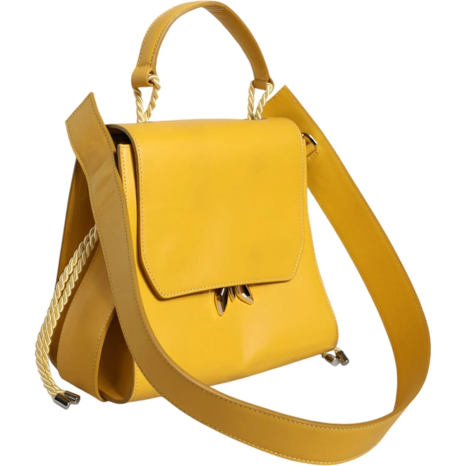 Patrizia Pepe Yellow Leather Shoulder Strap Top Handle Bag