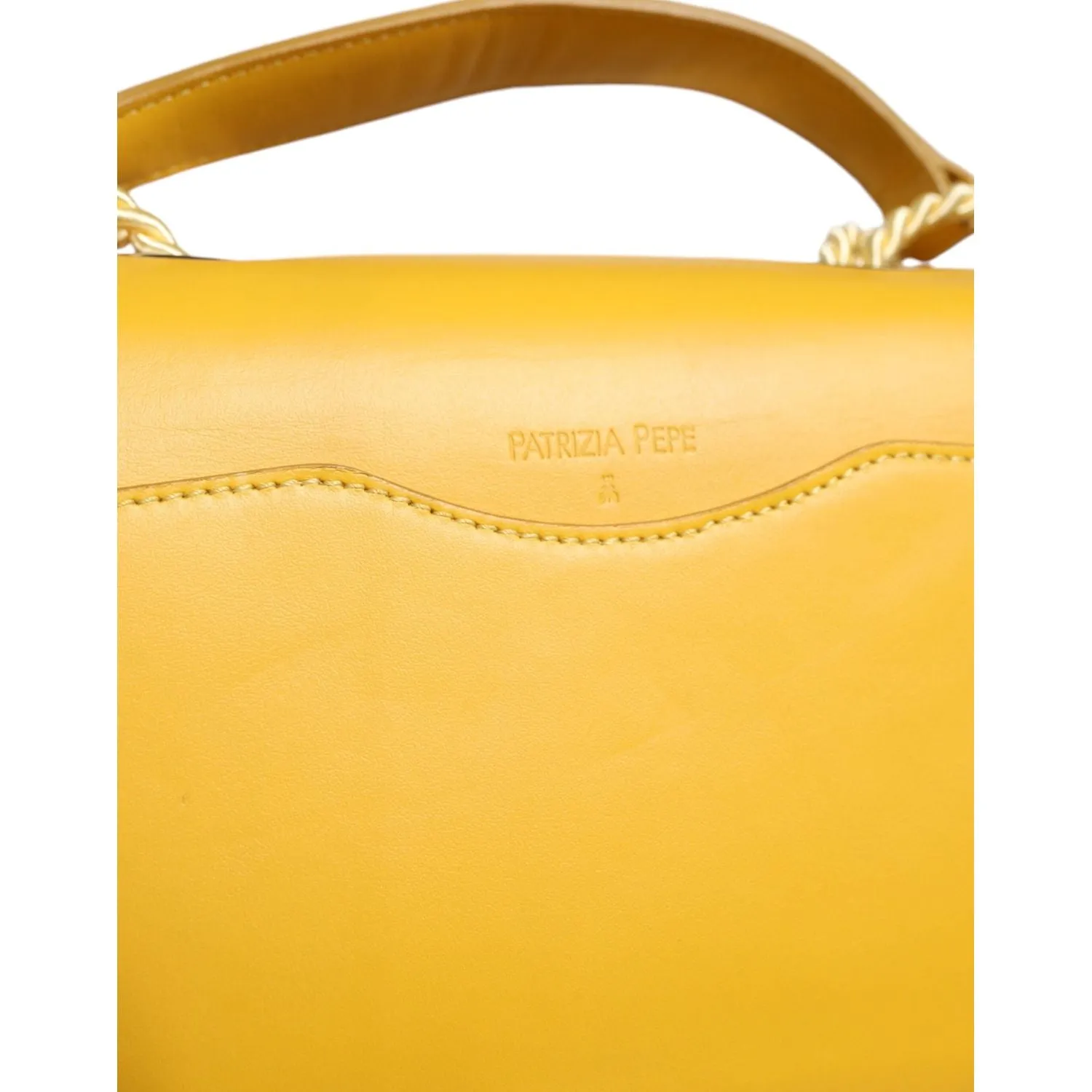 Patrizia Pepe Yellow Leather Shoulder Strap Top Handle Bag