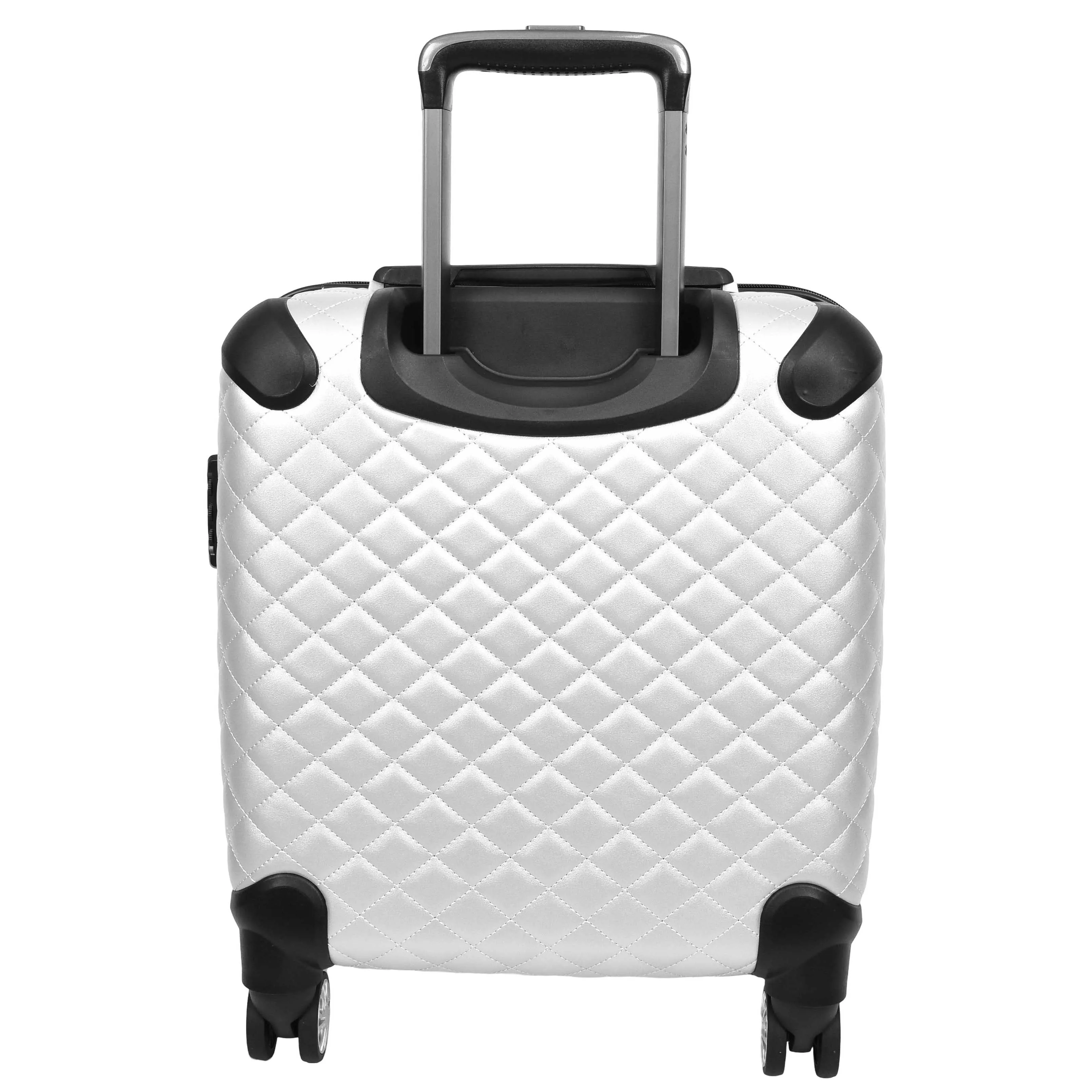 Pilot Case Diamond Quilted Faux Leather 8 Wheel Cabin Travel Bag Airborne Silver