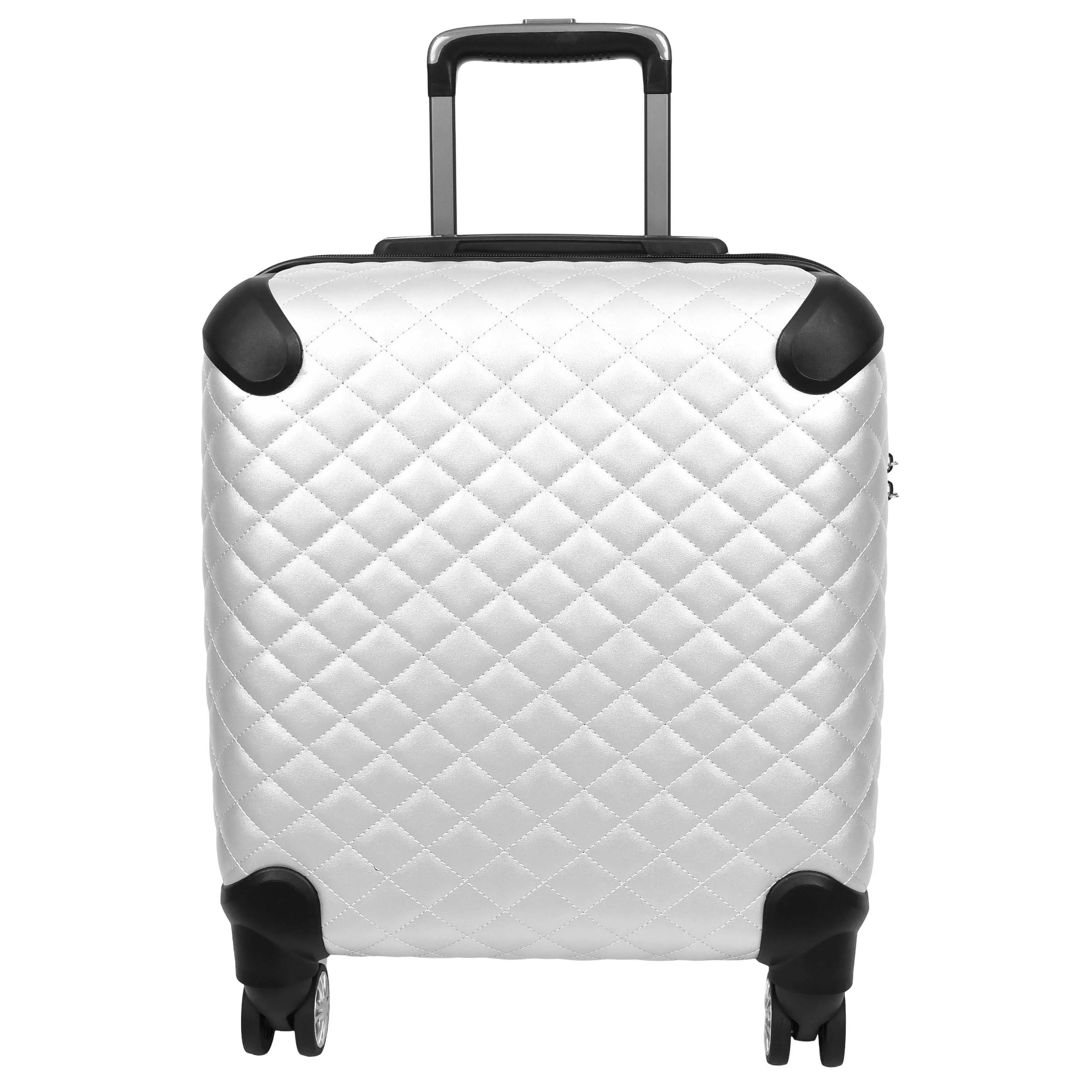 Pilot Case Diamond Quilted Faux Leather 8 Wheel Cabin Travel Bag Airborne Silver