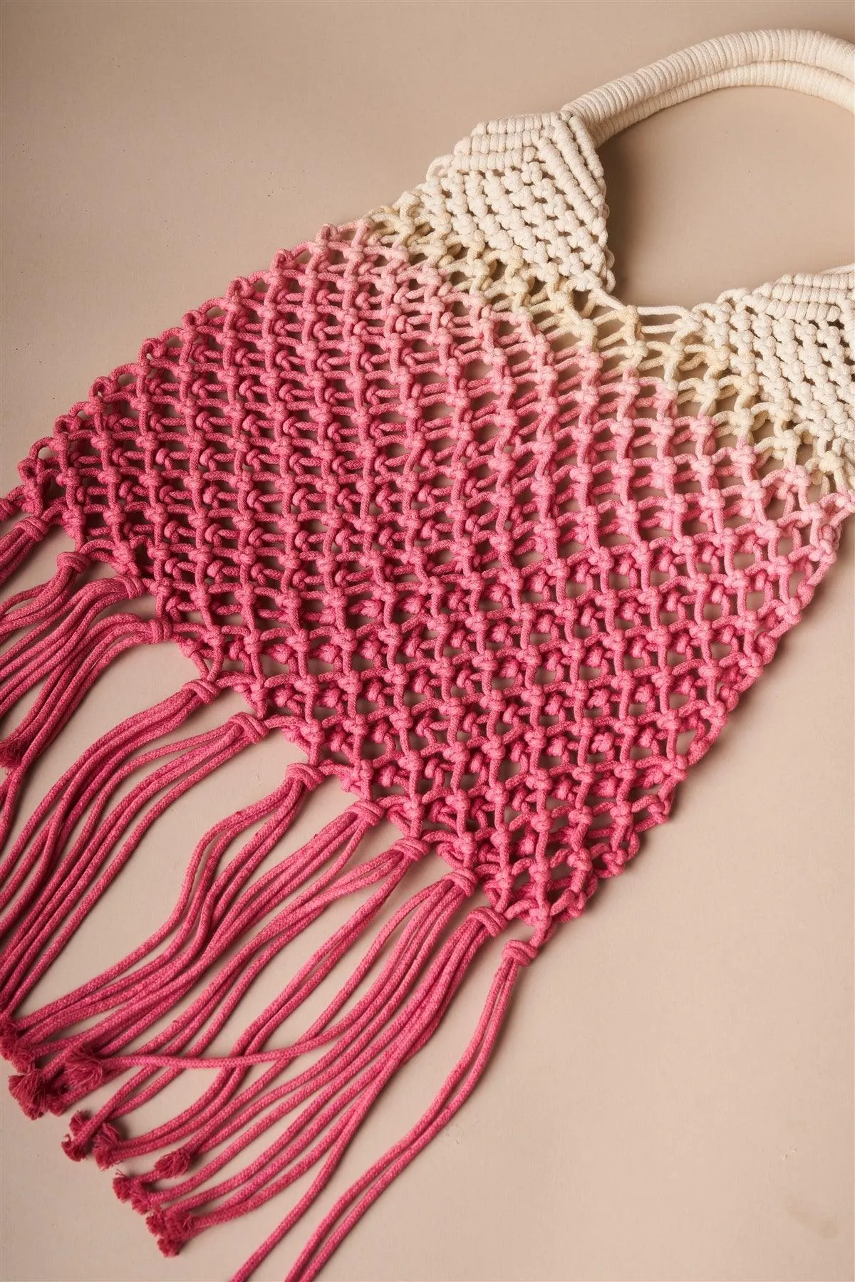 Pink Cotton Net Fringe Fashion Bag /1 Bag