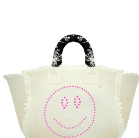 Pink Smile Fringe Canvas Bag