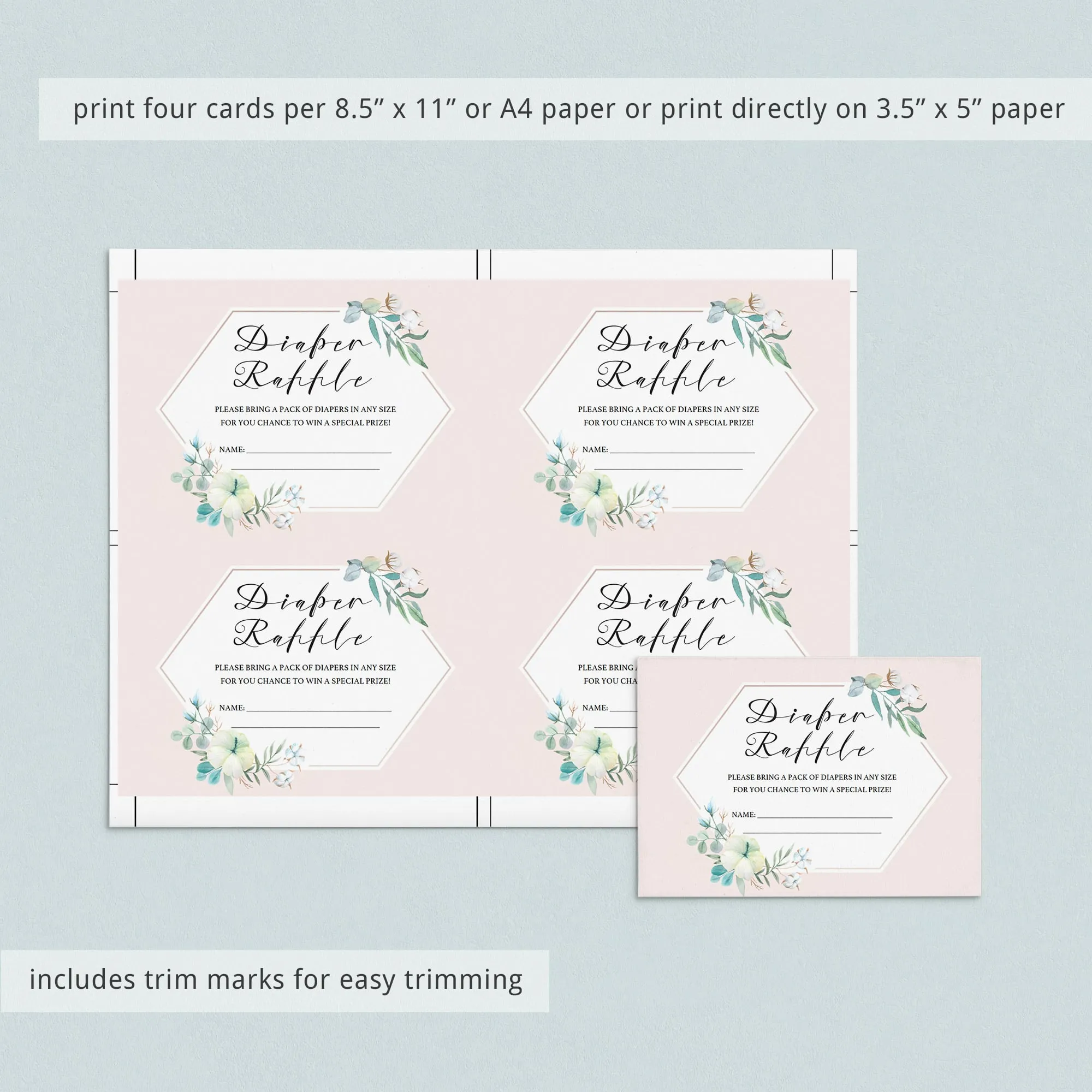 Printable Diaper Raffle Ticket Blush Floral