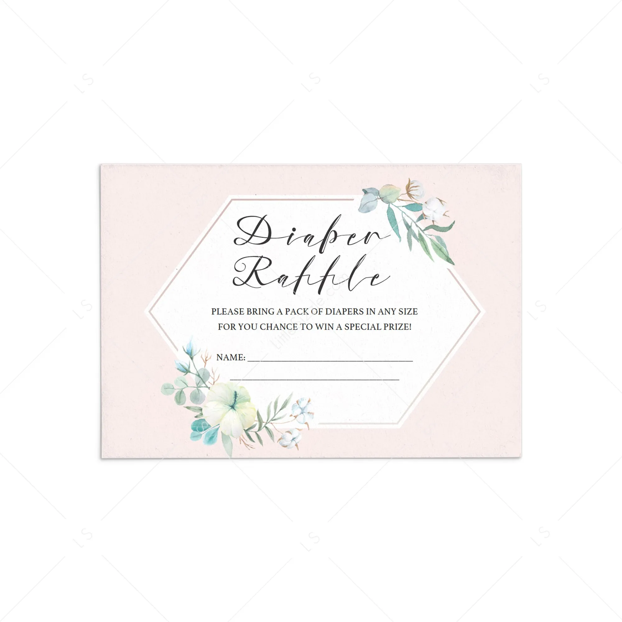 Printable Diaper Raffle Ticket Blush Floral