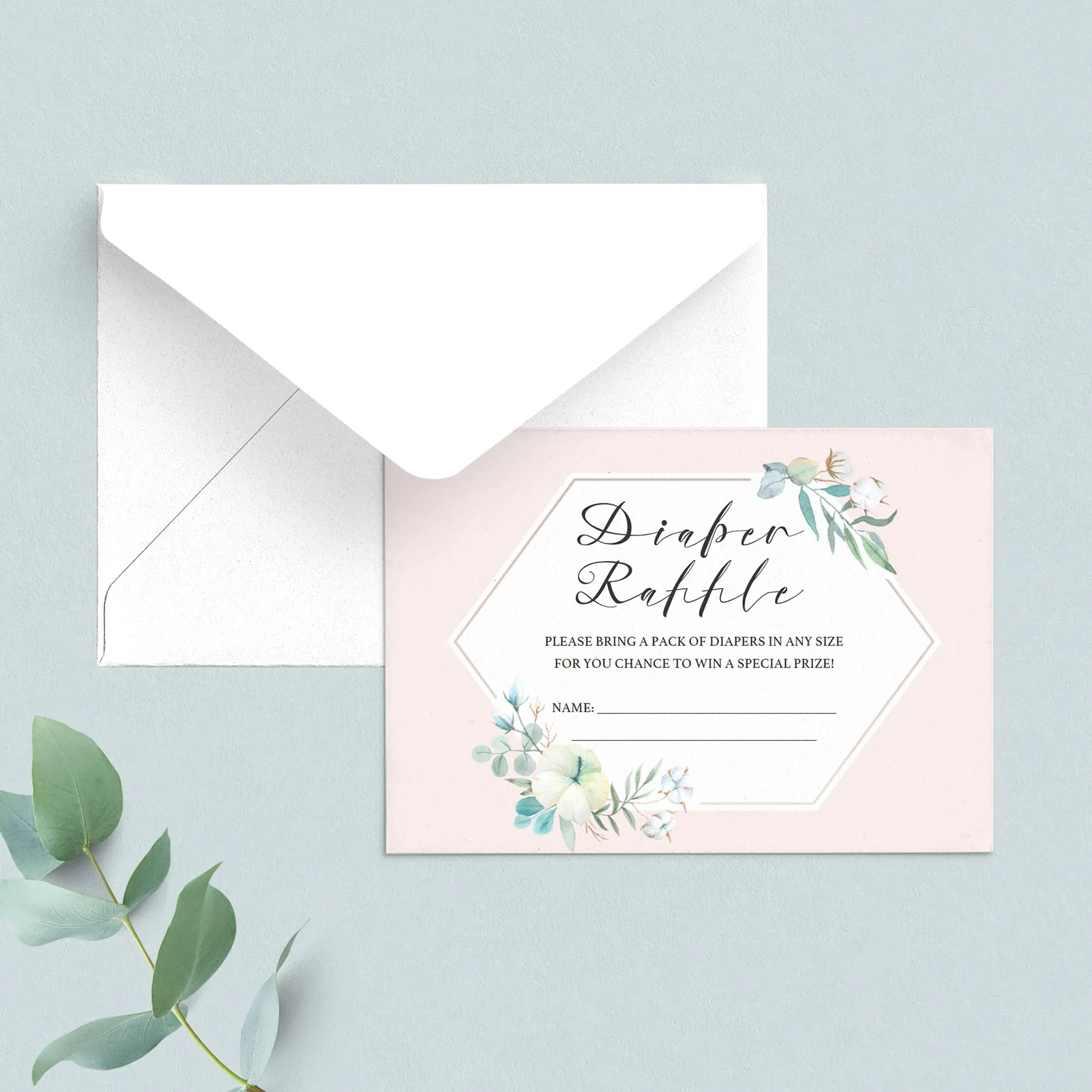 Printable Diaper Raffle Ticket Blush Floral