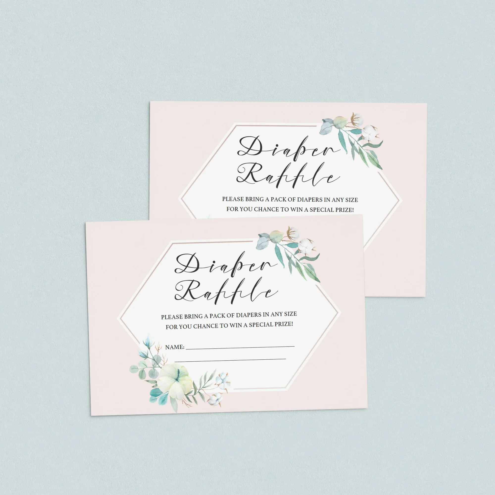 Printable Diaper Raffle Ticket Blush Floral