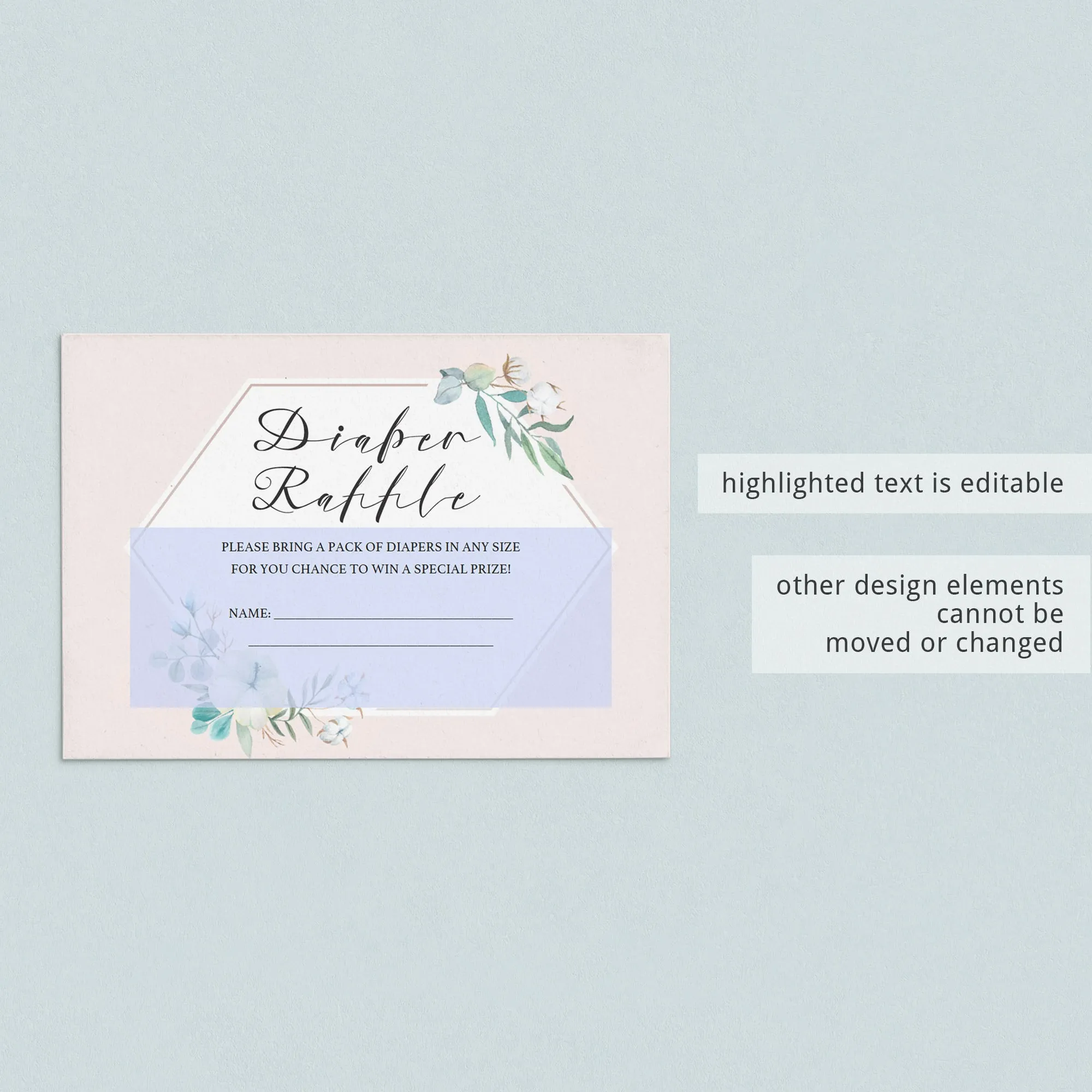 Printable Diaper Raffle Ticket Blush Floral