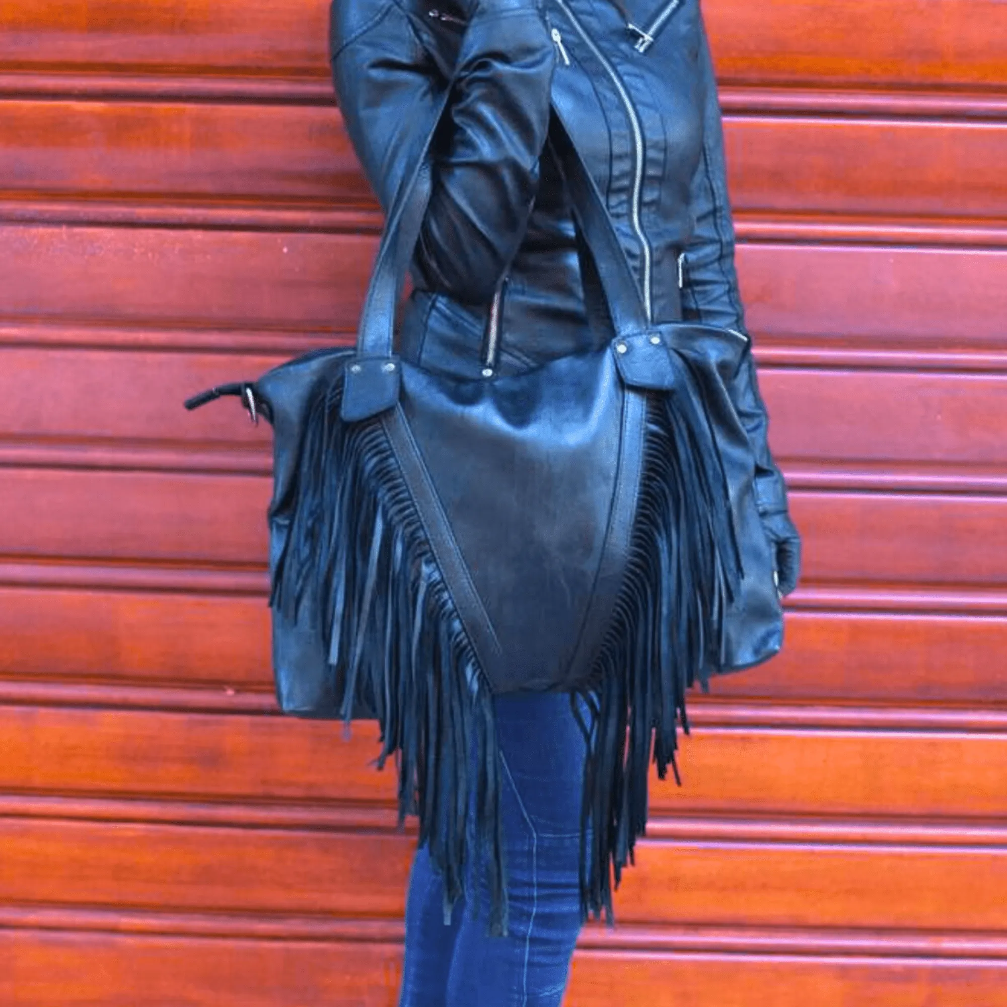 "Akira" fringe Cowhide Leather Bag