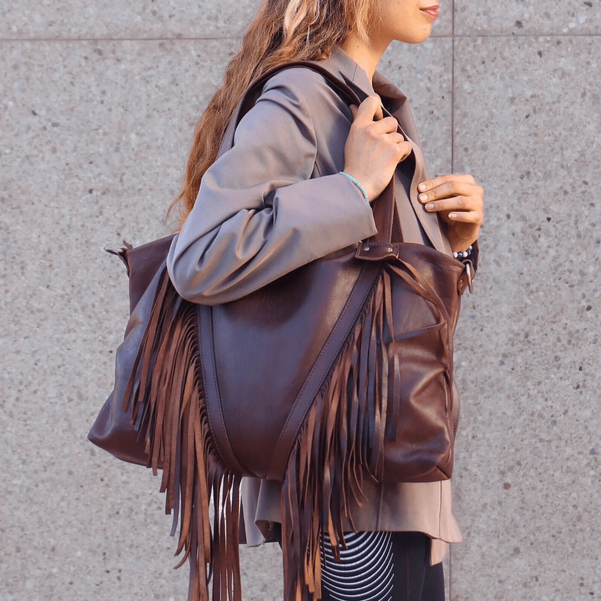 "Akira" fringe Cowhide Leather Bag