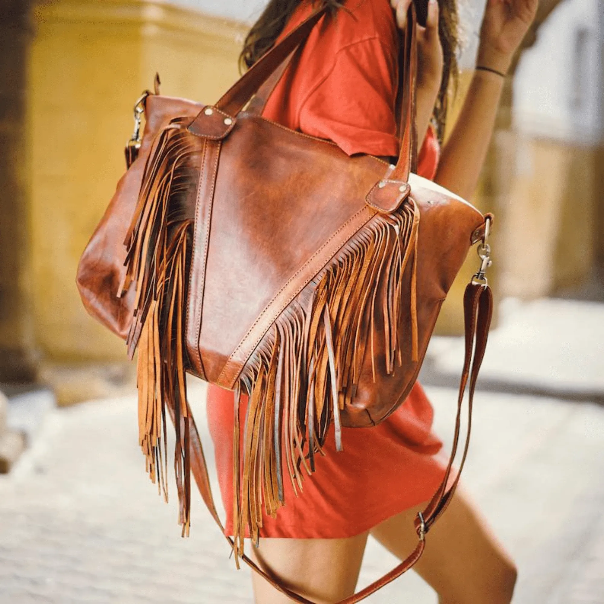 "Akira" fringe Cowhide Leather Bag