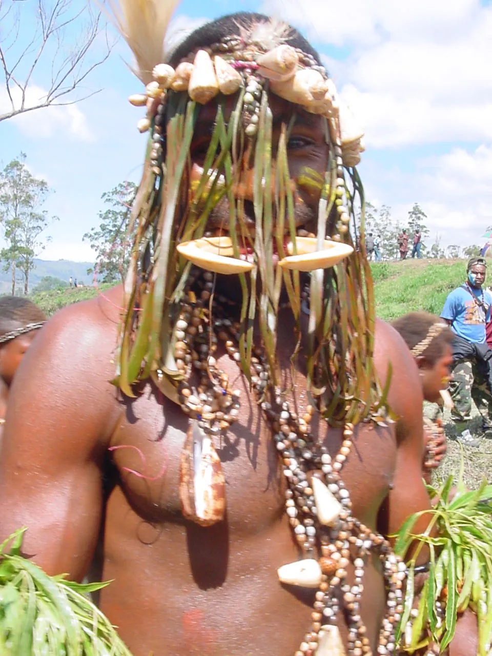 Rare Older & unique handmade primitive Tribal Dani Shaman Head hunter collecting Bag, Bride price Currency strap handle, Baliem Valley Artifact, Irian Jaya, West Papua. Collected in the 1900’s.