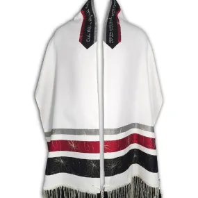 Red Black Grey Striped Tallit Set