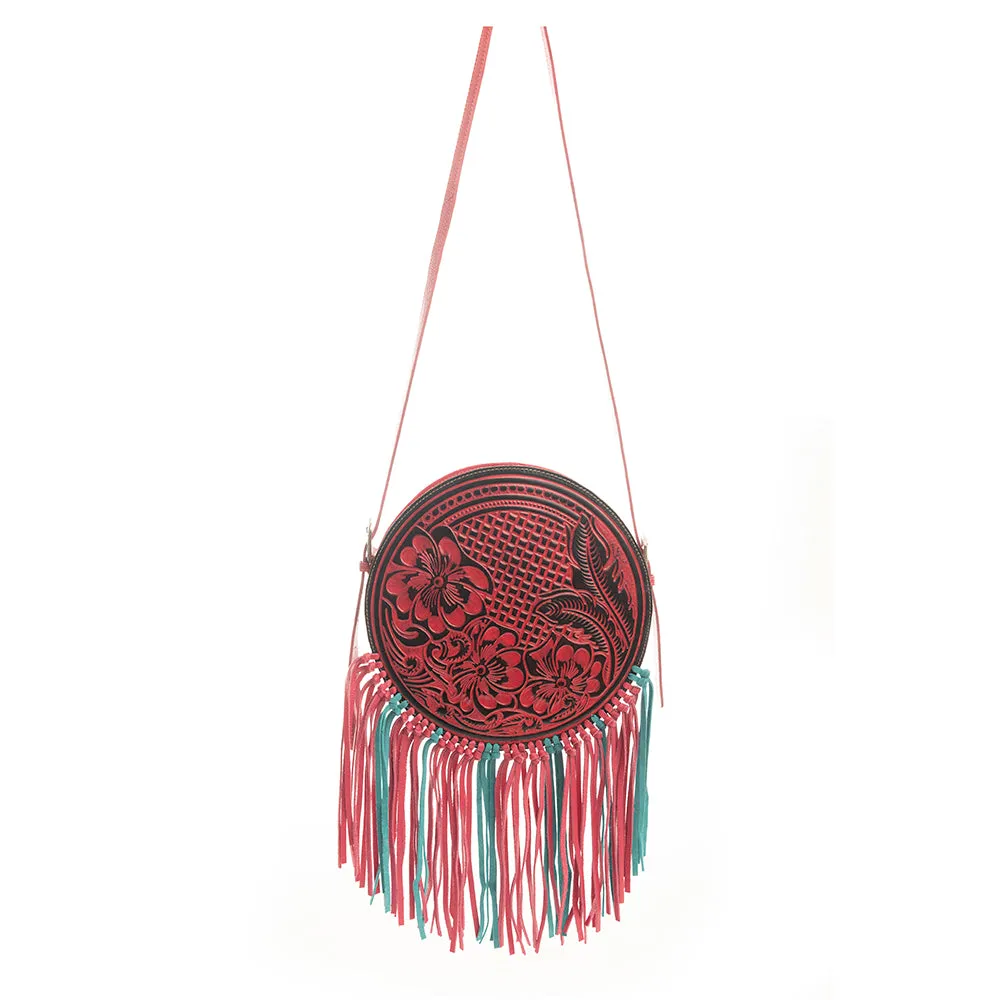 Rosa Crimson Round Bag