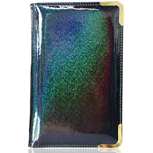 Server Books for Waitress - Glitter Leather Waiter Book Server Wallet with Zipper Pocket, Waitress Book Waitstaff Organizer with Money Pocket (Black)