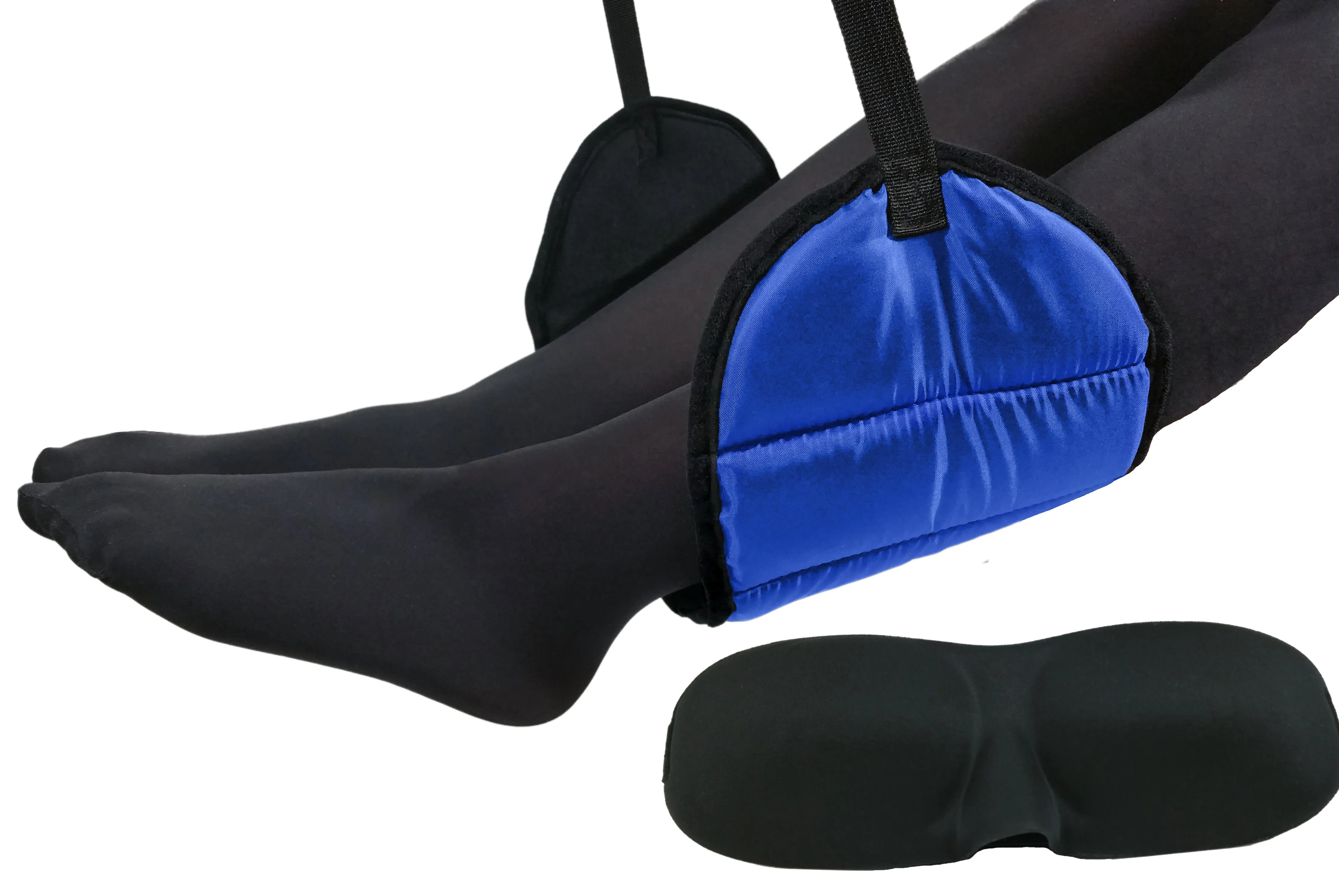 Sleepy Ride - Airplane Travel Footrest Made with Premium Memory Foam & Sleep Mask - Blue