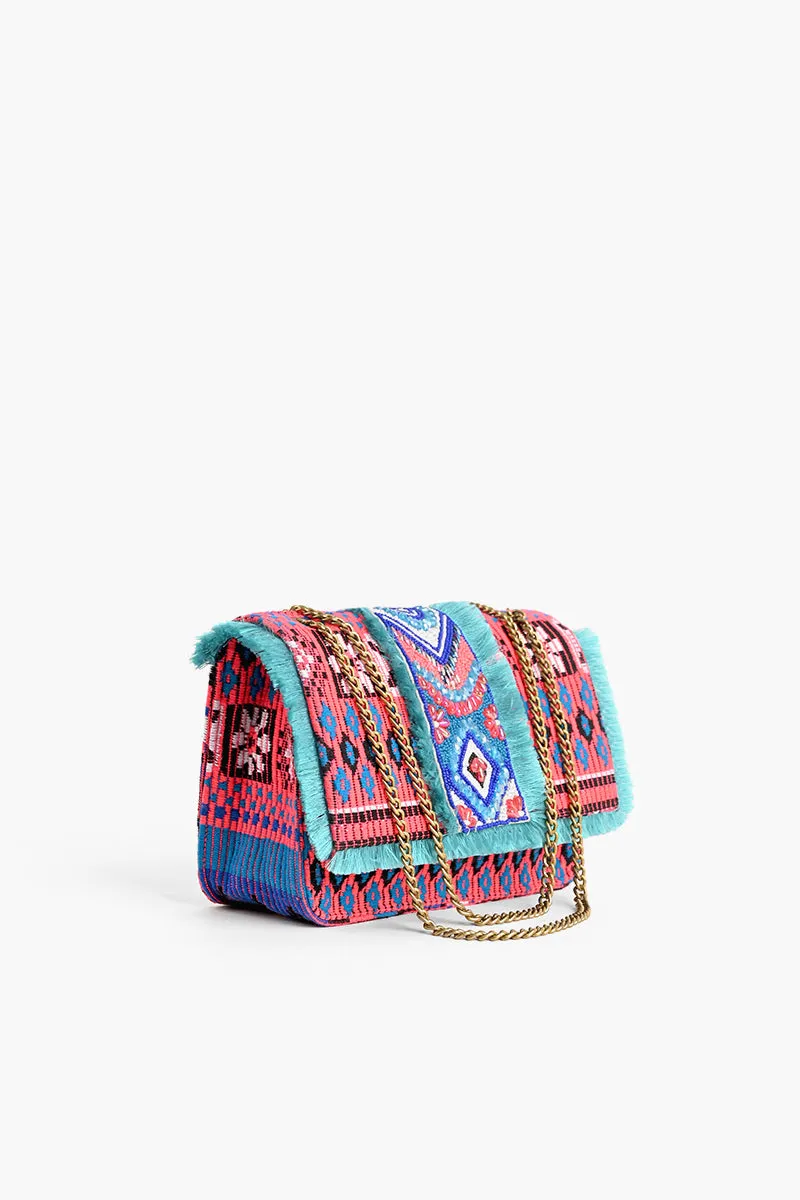 Southwest Floral Bloom Beaded Shoulder Bag