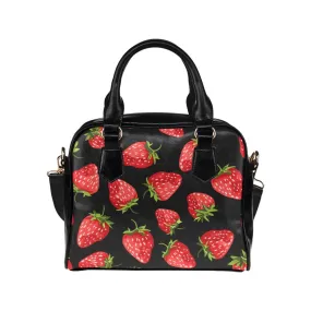 Strawberry Purse, Summer Red Fruit Floral Pattern Cute Small Shoulder Zip Bag Vegan Leather Women Designer Handbag Crossbody Ladies