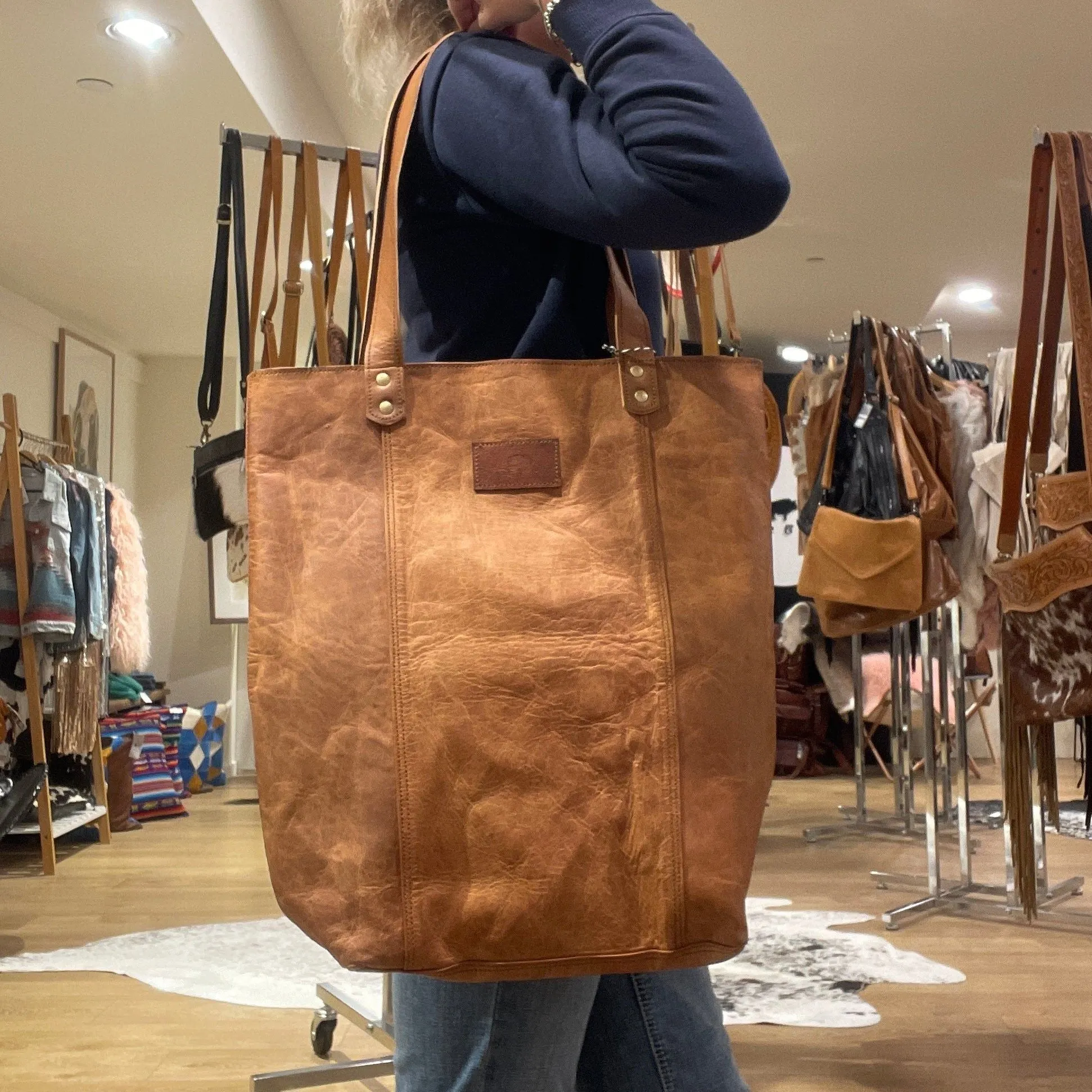 Texas leather tote