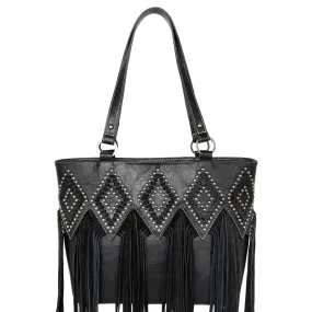 TR143G-8317 Trinity Ranch Leather Fringe Collection Concealed Carry Tote