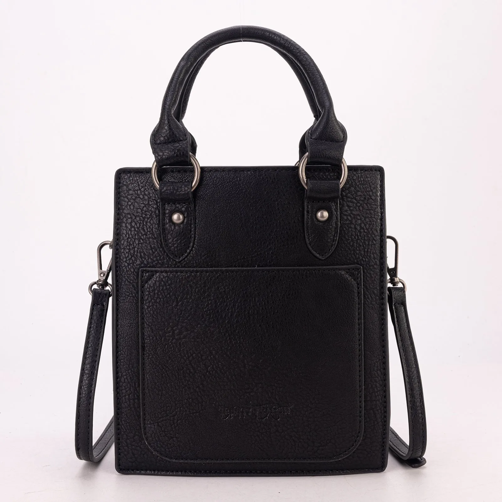 TR183-8360  Trinity Ranch Hair On Cowhide Top Handle Tote/Crossbody - Black