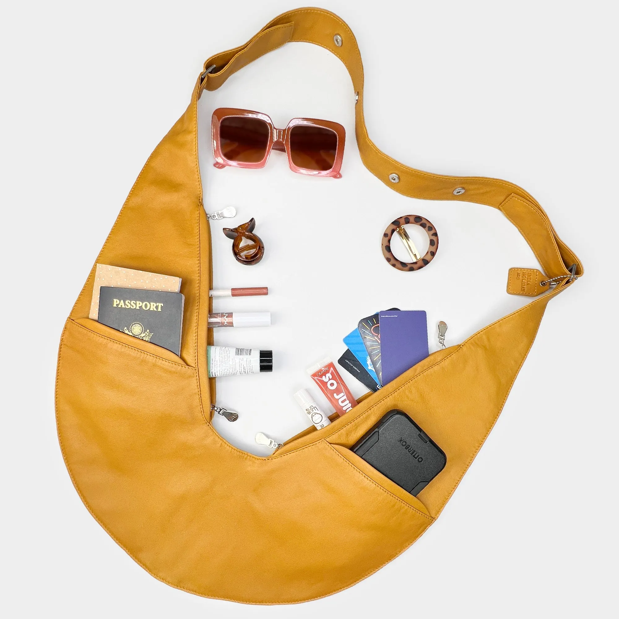 Turmeric Leather Sash Bag