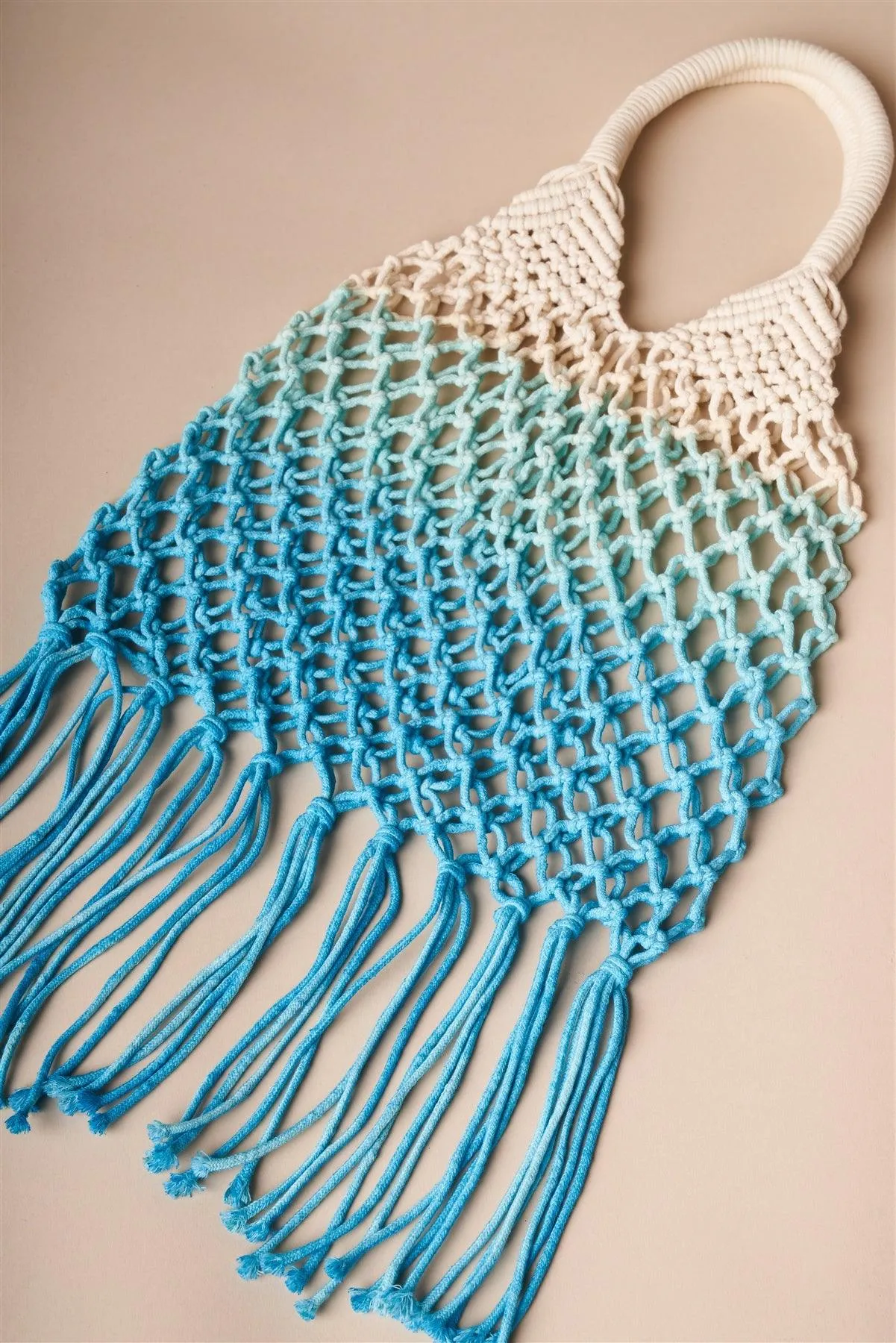 Turquoise Blue Cotton Net Fringe Fashion Bag /3 Bags