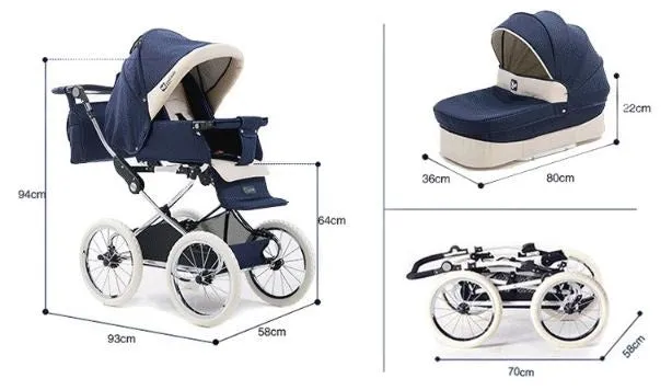 Two Way European Baby Stroller Luxury High Profile Trolley Baby Carriage