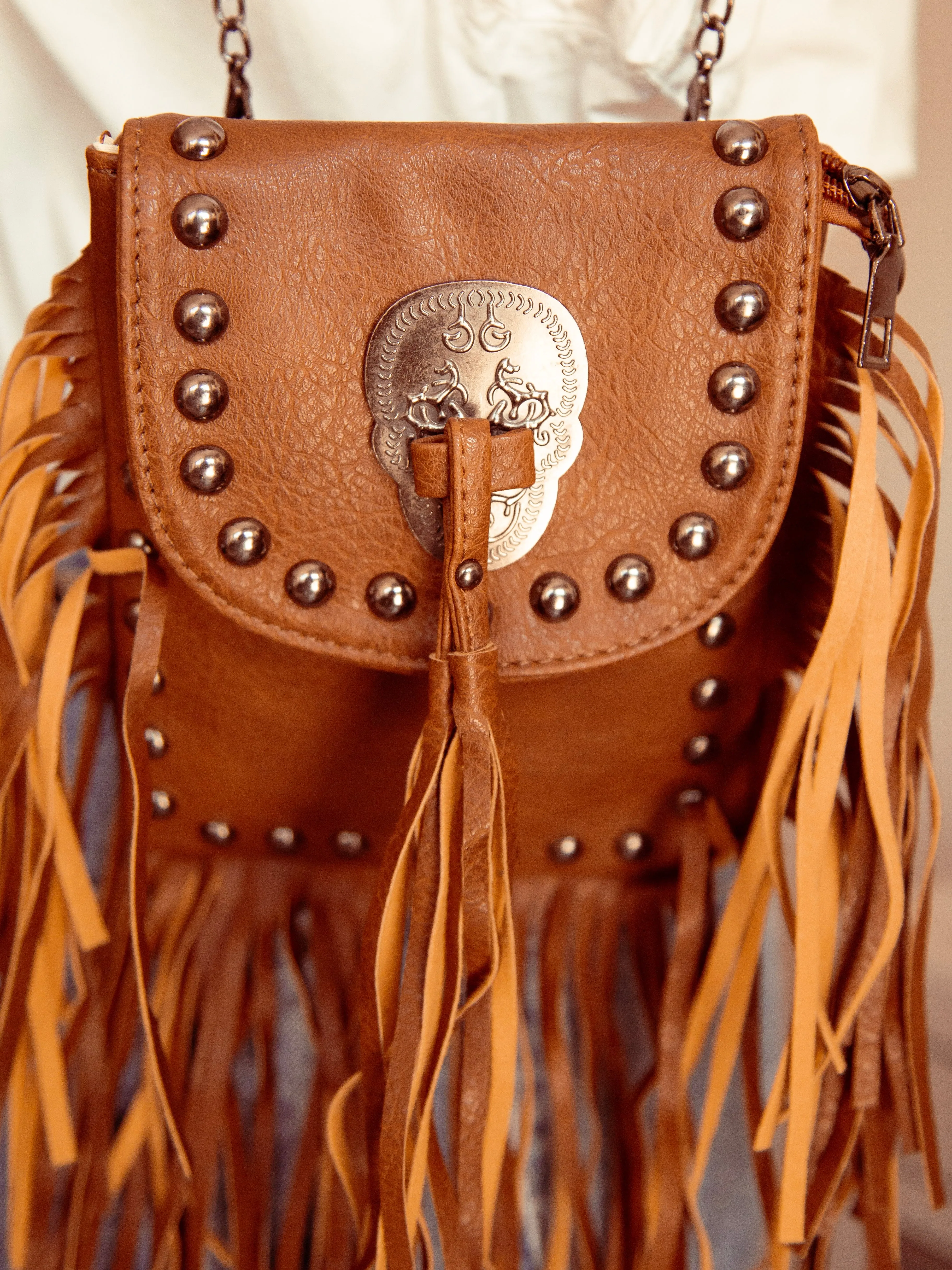 Vegan Leather Fringe Purse