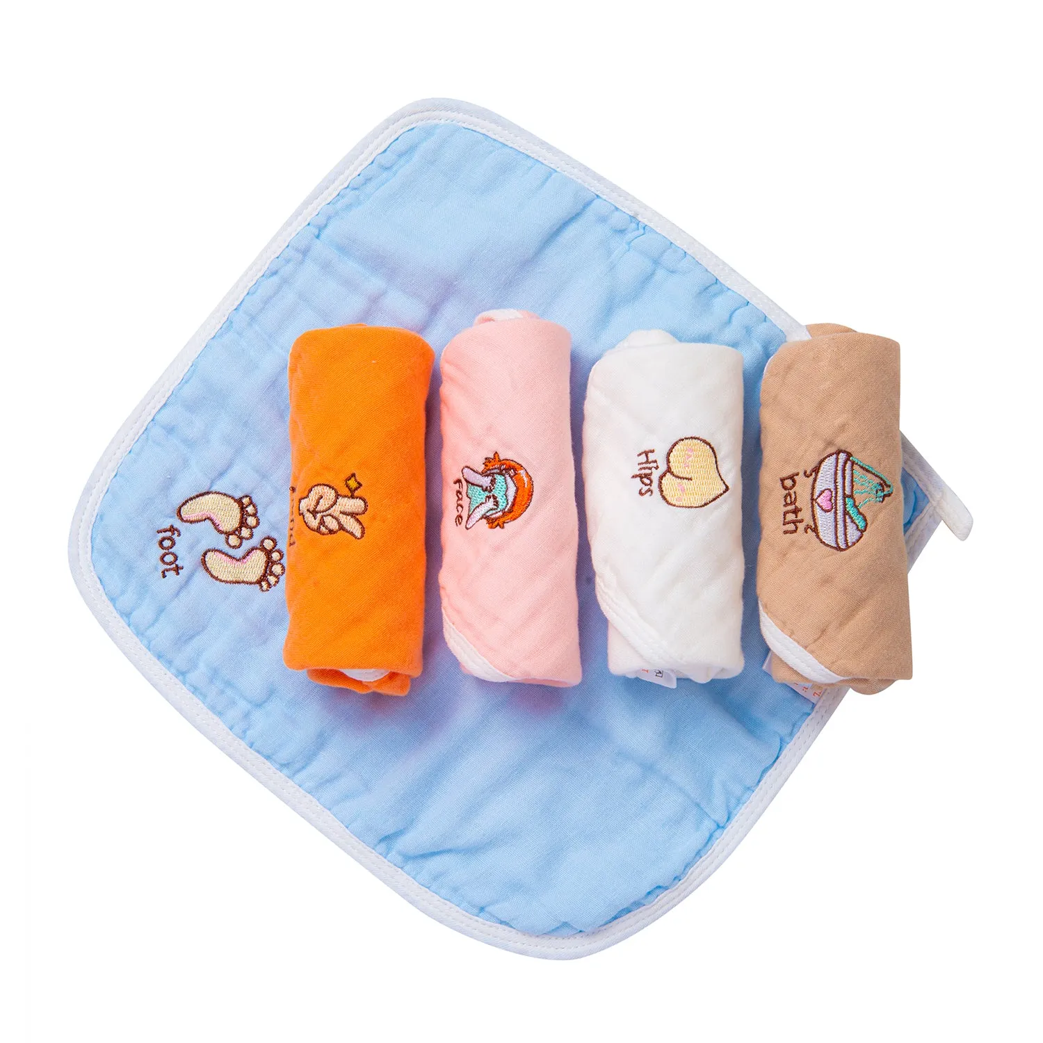 Wash Cloth Muslin Napkins Pack Of 5 Multipurpose Multicolour